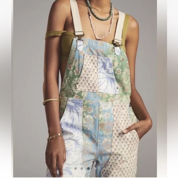 SOLD: Anthropologie Pilcro The Wanderer Overalls patchwork - Picture 1 of 8